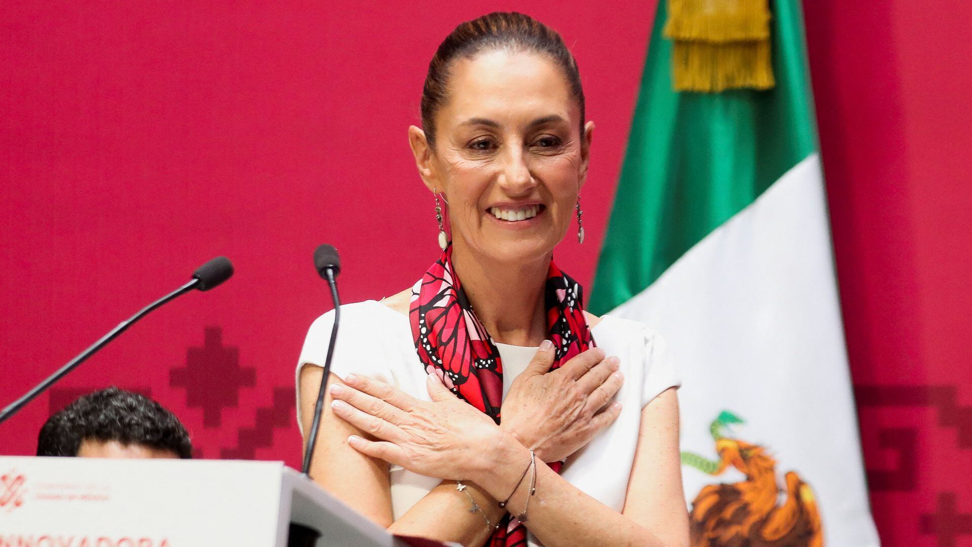 Outgoing Mexico City Mayor Claudia Sheinbaum, one of the leading candidates for the presidential nomination of the ruling MORENA party, gestures during a press conference in Mexico City, Mexico June 12, 2023. REUTERS/Raquel Cunha