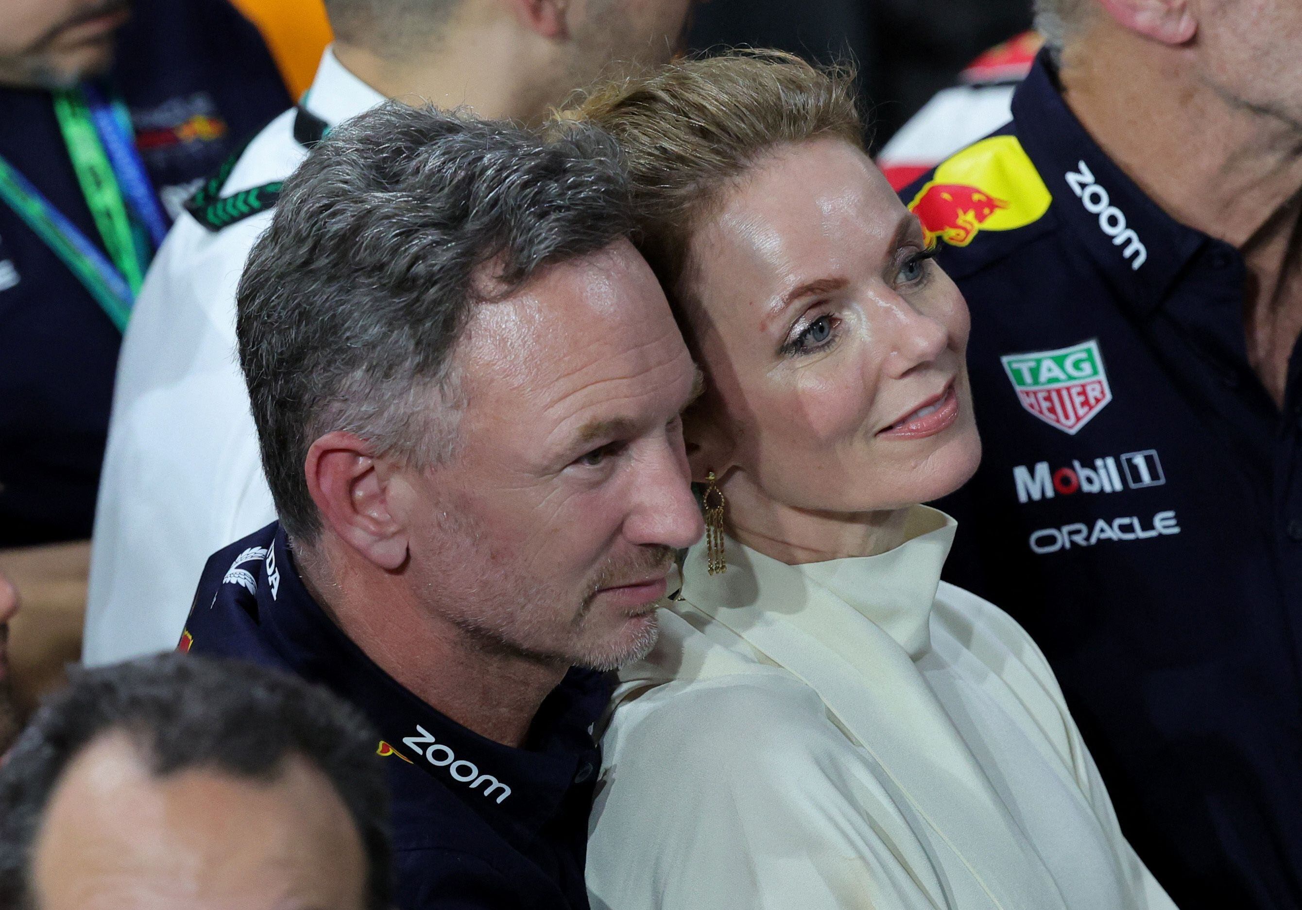 Christian Horner junto a su esposa, Geri Halliwell, durante el GP de Arabia Saudita (REUTERS/Giuseppe Cacace)