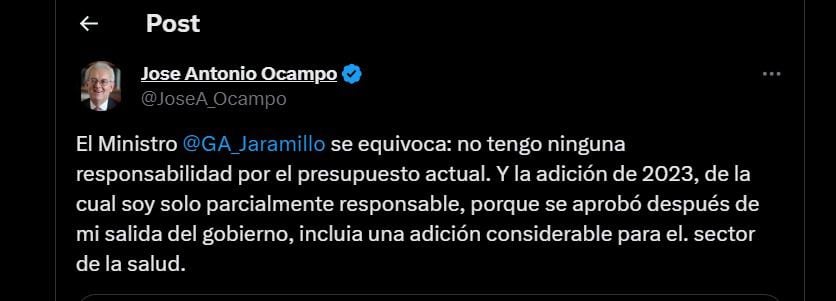 El exministro de Hacienda dijo que Guillermo Jaramillo había mentido al culparlo por la poca ejecución presupuestal - crédito José Ocampo / X