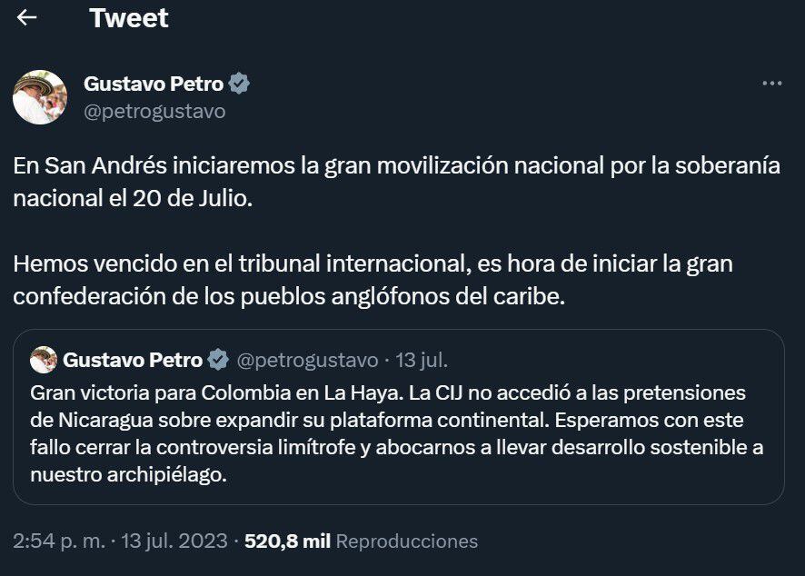 El presidente Gustavo Petro anunció que el desfile central que se realiza cada 20 de julio, este año se trasladaría a San Andrés.