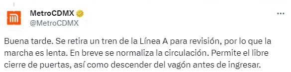 Los tiempos de espera se incrementaron debido a fallas técnicas. Se recomienda tomar precauciones. 
Foto: TW Metro CDMX