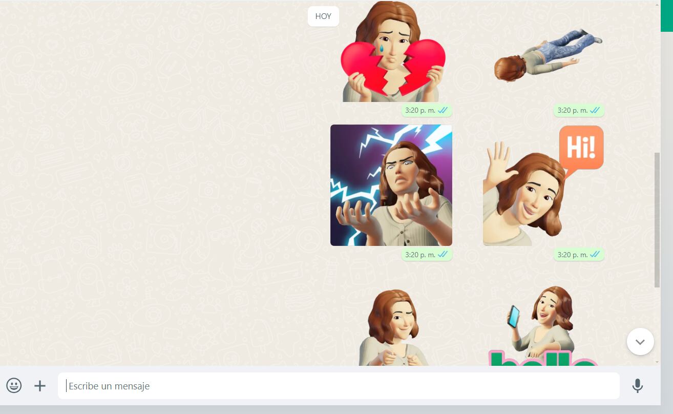 Los stickers generados por WhatsApp tienen un amplio rango de emociones. (Meta)
