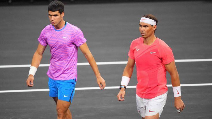 Nadal y Alcaraz durante la exhibición de Netflix (Netflix)