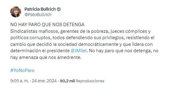 Poste de Patricia Bullrich