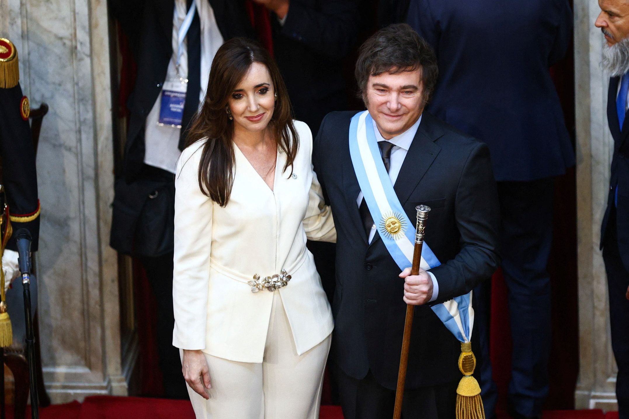 Victoria Villarruel junto a Javier Milei el día de la asunción presidencial (REUTERS)