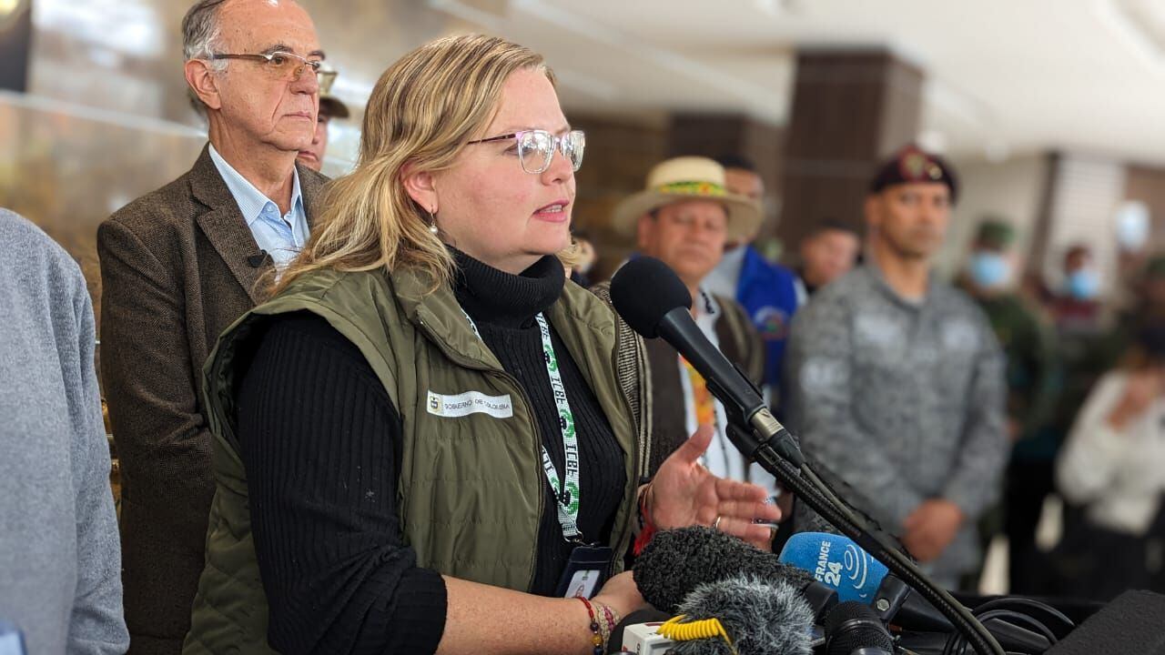 Astrid Cáceres, directora del ICBF, durante su intervención en el Hospital Militar. Foto: ICBF.