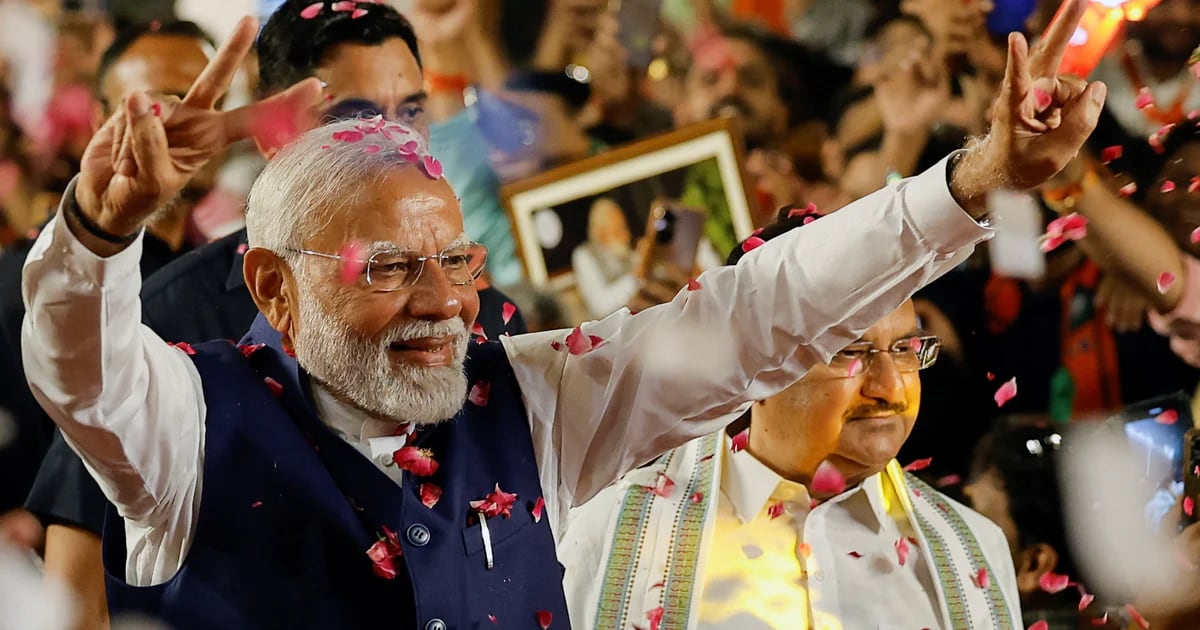 Narendra Modi declared victory in India's election, but received less support than he expected