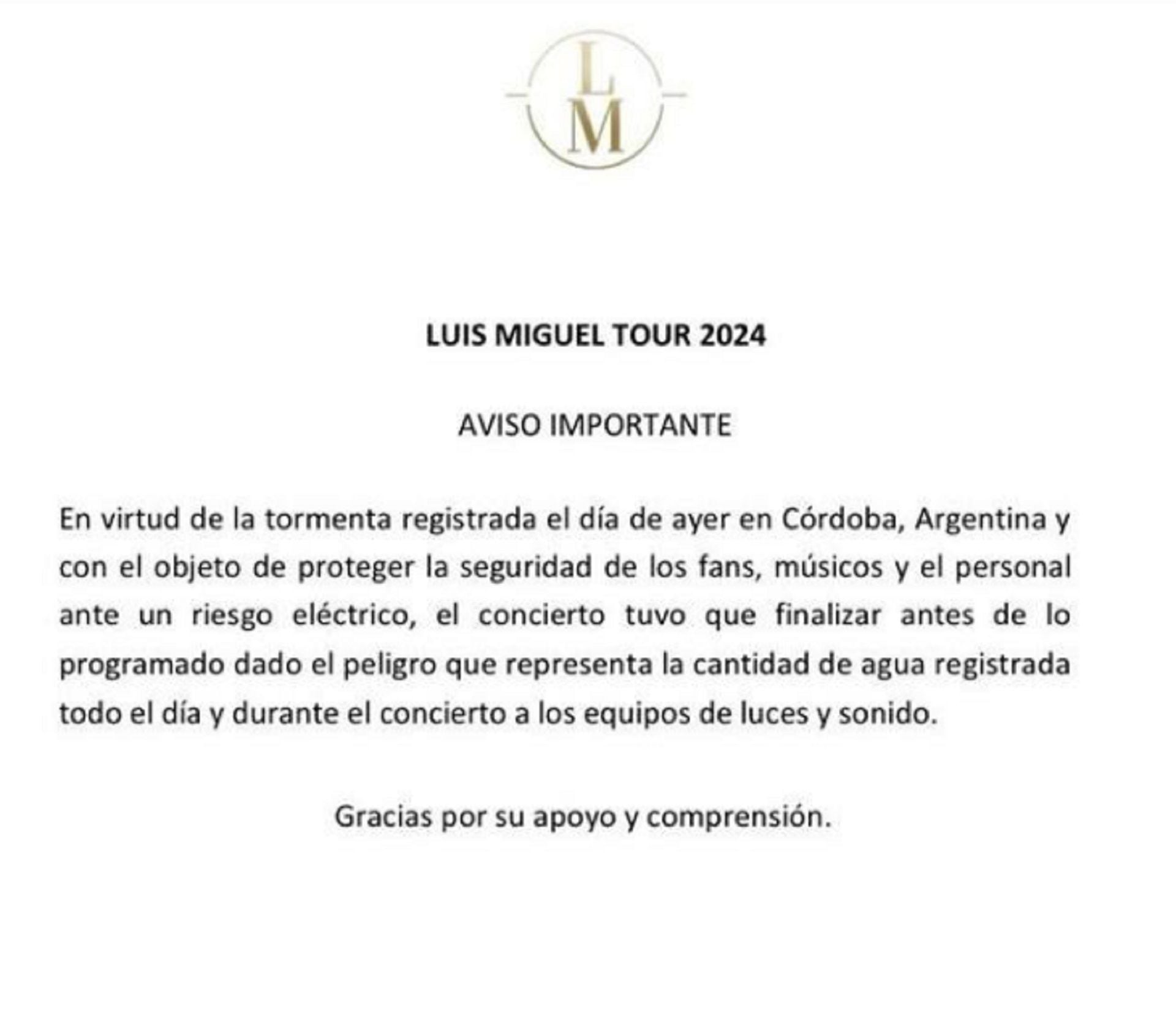 comunicado luis miguel cordoba