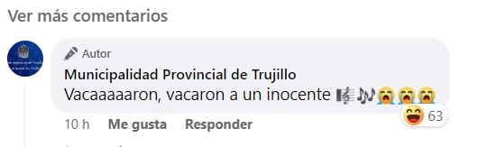 Comentario fue hecho en un post de la misma Municipalidad de Trujillo.