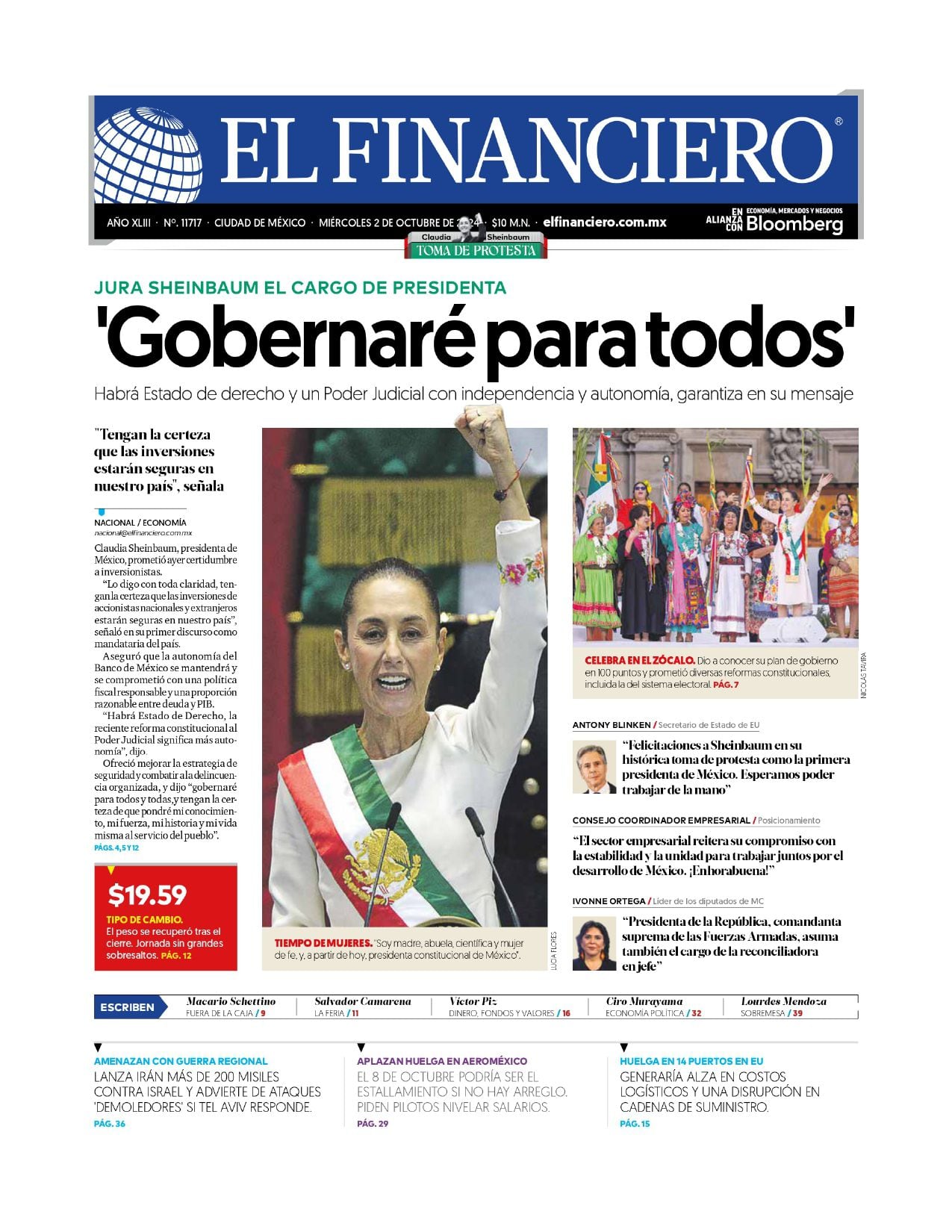 Fue recibida con distintos enfoques en las principales publicaciones del país; resaltaron que la presidenta gobernará para todos

Crédito: https://comunicacion.diputados.gob.mx/