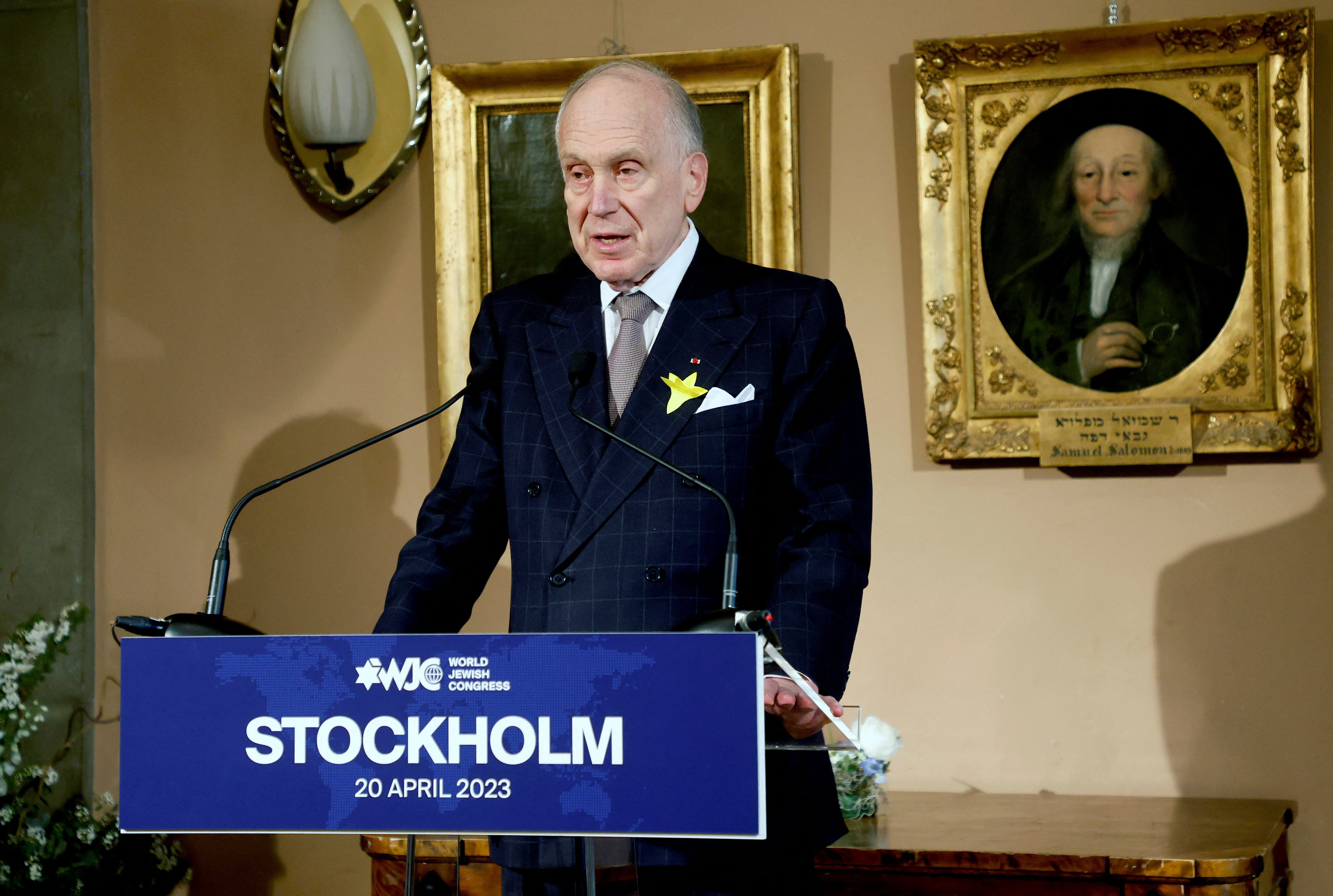 El presidente del Congreso Judío Mundial, Ronald S. Lauder, en Estocolmo, Suecia, 20 de abril de 2023. TT News Agency/Christine Olsson via REUTERS/Archivo