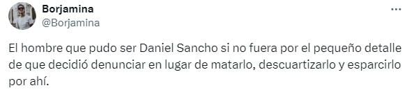 Borjamina critica a Sonsoles Ónega por su empatía hacia Daniel Sancho en televisión - crédito @Borjamina / X