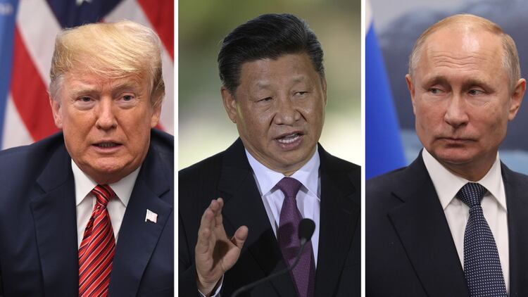 Donald Trump, Xi Jinping y Vladimir Putin.