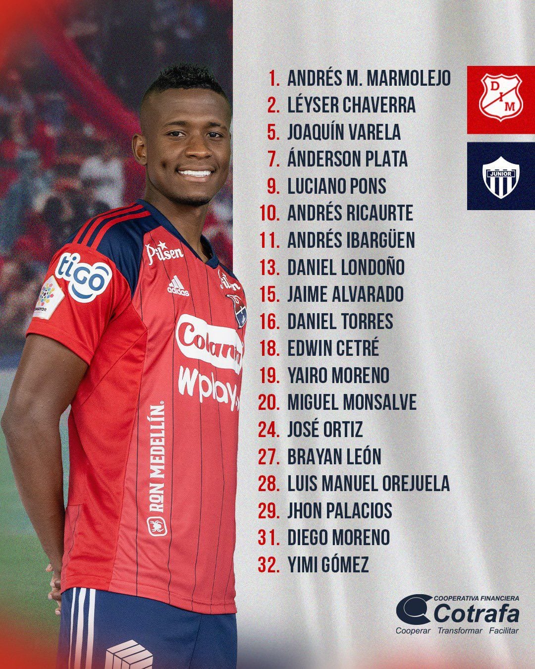 Convocados de Independiente Medellín para la final ante Junior - crédito Prensa Independiente Medellín