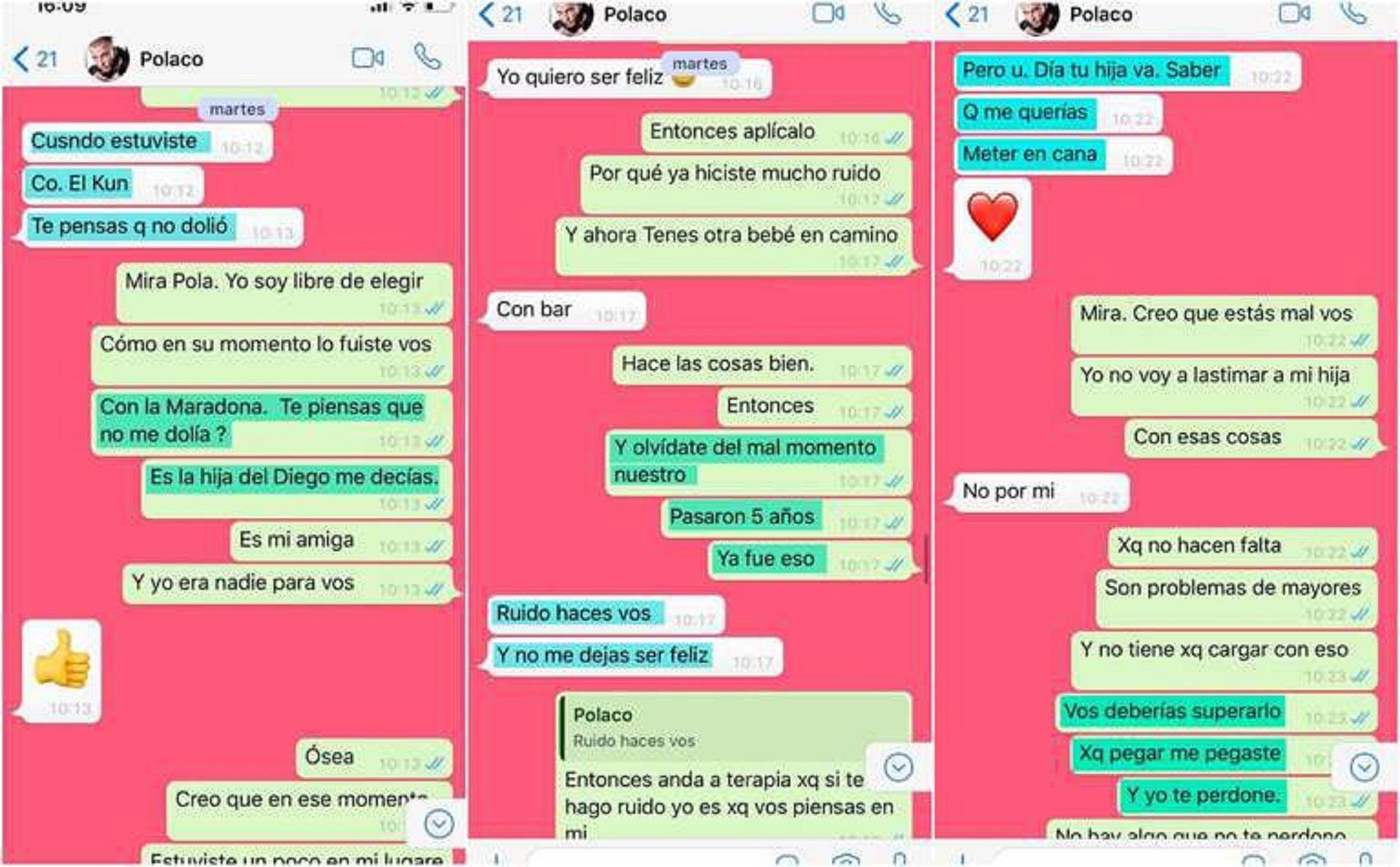 Los chats entre Valeria Aquino y El Polaco