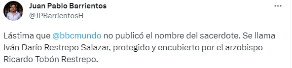 Denuncia del periodista Juan Pablo Barrientos.