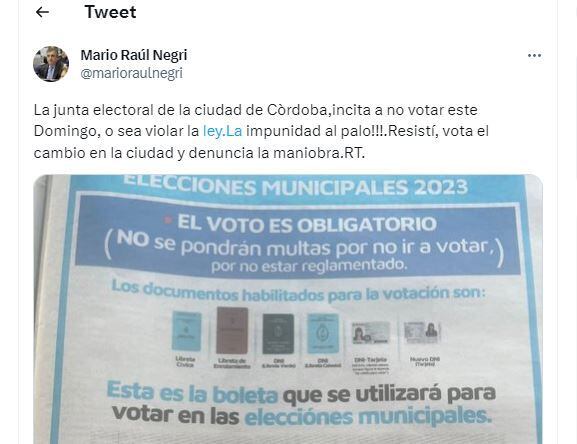 Mario Negri solicitada elecciones cordoba