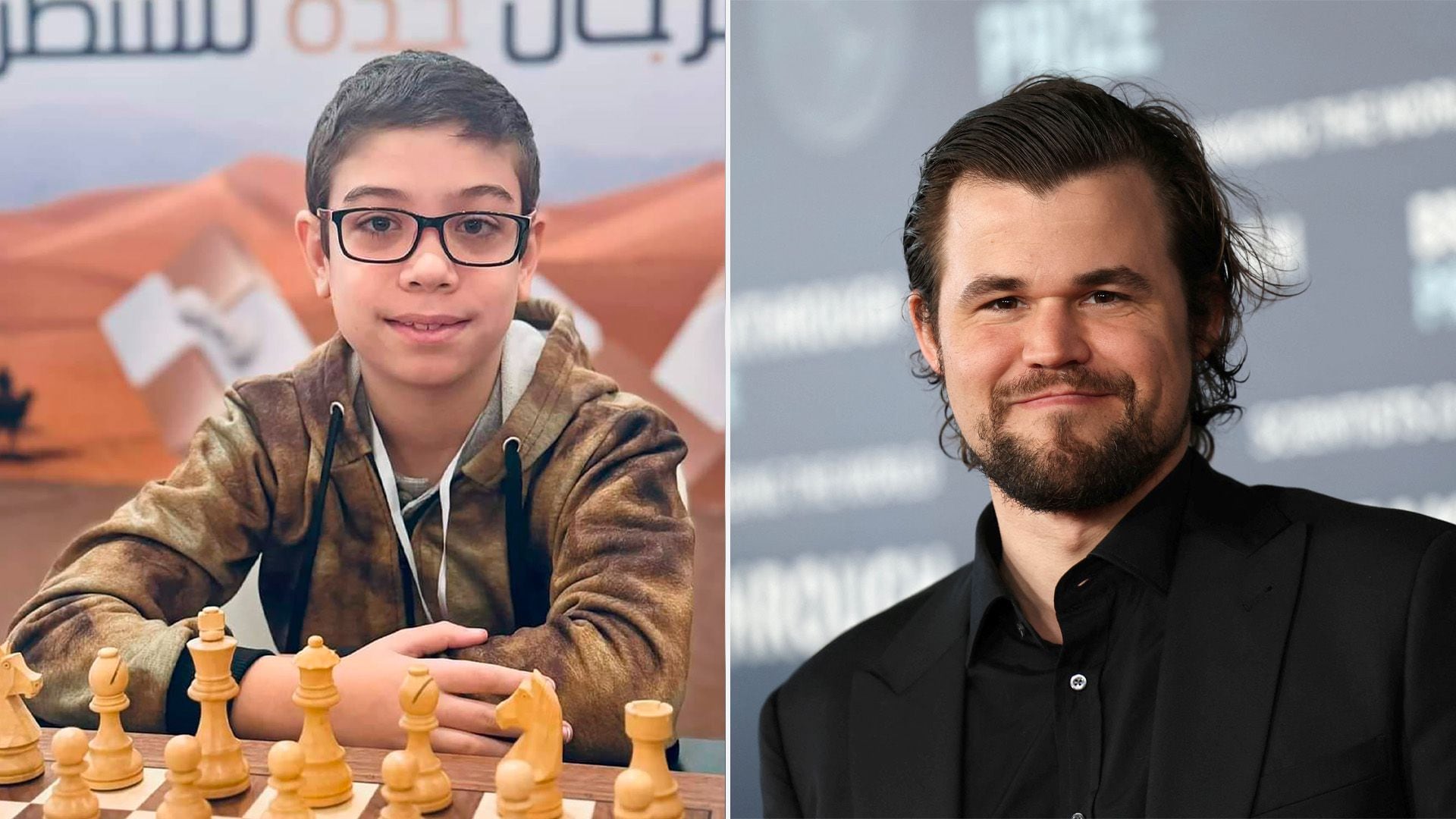 Faustino Oro y Magnus Carlsen