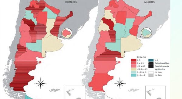 Ejemplo de cifras de cáncer colorrectal en Argentina en 2012