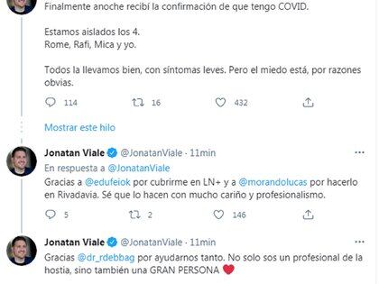 Jonatan Viale confirmó que tiene coronavirus