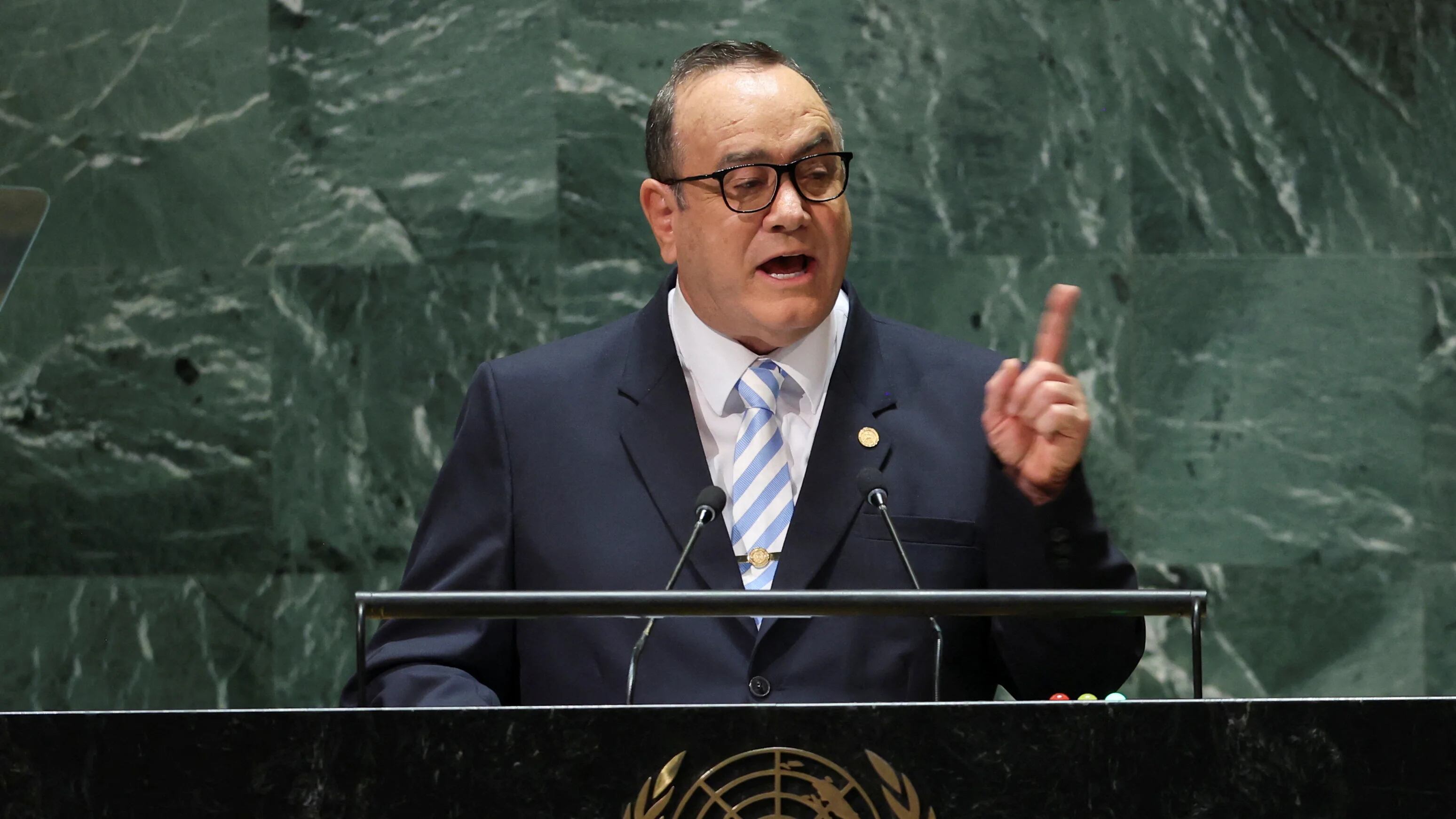 Guatemala's President Alejandro Giammattei addresses the 78th Session of the U.N. General Assembly in New York City, U.S., September 19, 2023.  REUTERS/Mike Segar