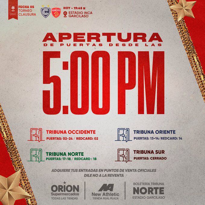 Cienciano anunció en sus redes sociales el horario de ingreso para su duelo ante Sport Huancayo. (Club Cienciano)