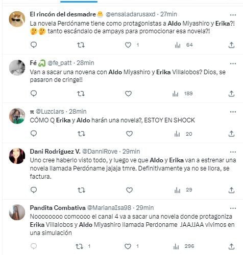 Érika Villalobos y Aldo Miyashiro protagonizarán telenovela. (Twitter)