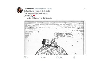 El Chino Darín publicó una ilustración del papá de Mafalda 
