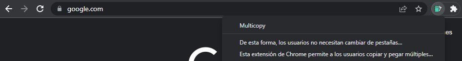 Extensión de Multicopy en Google Chrome (Captura)