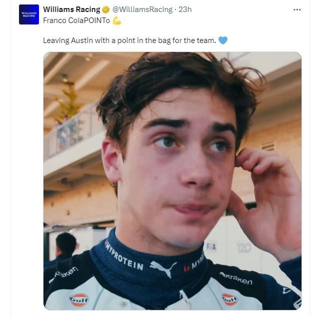 El apodo de Williams a Colapinto tras su GP de Estados Unidos