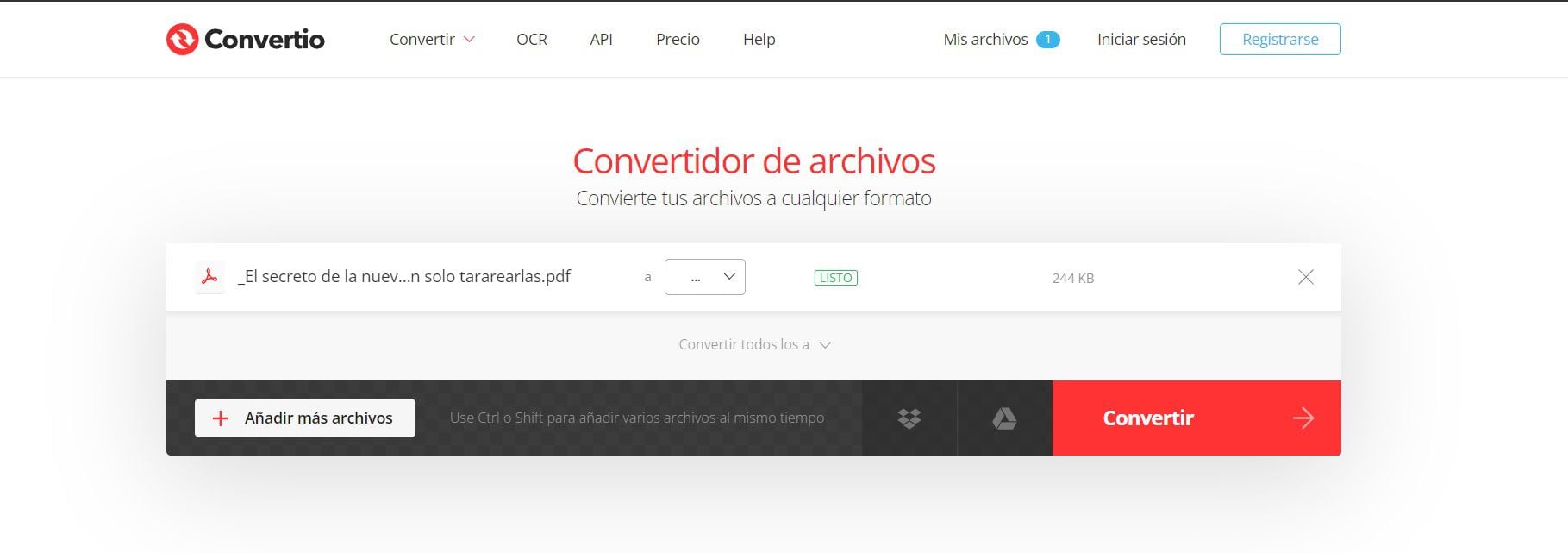 Convertio supports about 300 file formats