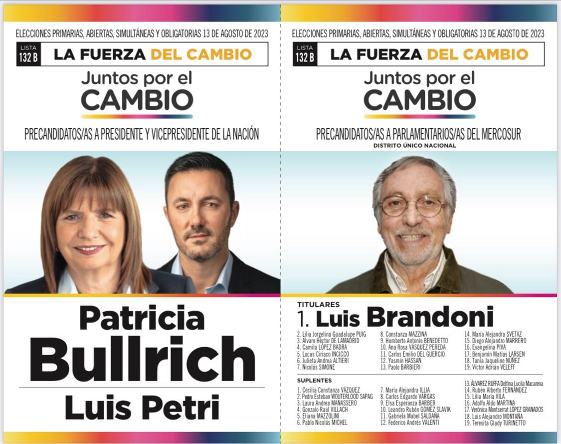 Así son las boletas oficiales de Horacio Rodríguez Larreta y Patricia Bullrich para las PASO