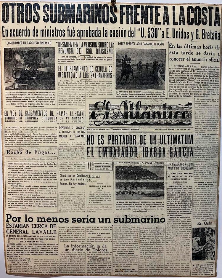 Noticias de múltiples testimonios que aseguraban ver submarinos frente a distintas playas argentinas semanas antes de la rendición del U530