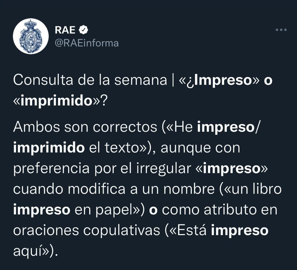 Cómo se escribe impreso o imprimido según la RAE? - Infobae