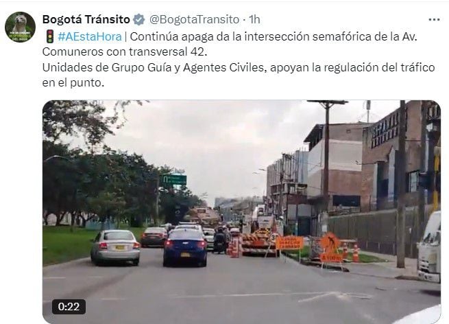 Problemas de movilidad en Bogotá - crédito captura redes sociales