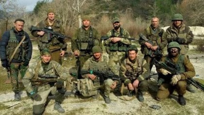 Mercenarios del Grupo Wagner en la zona de Starobeshevo del Donetsk ucraniano