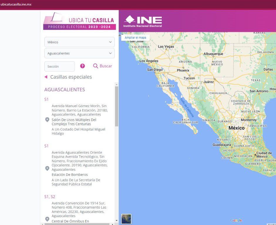 El mapa también muestra dónde habrá casillas especiales en cada estado. | INE