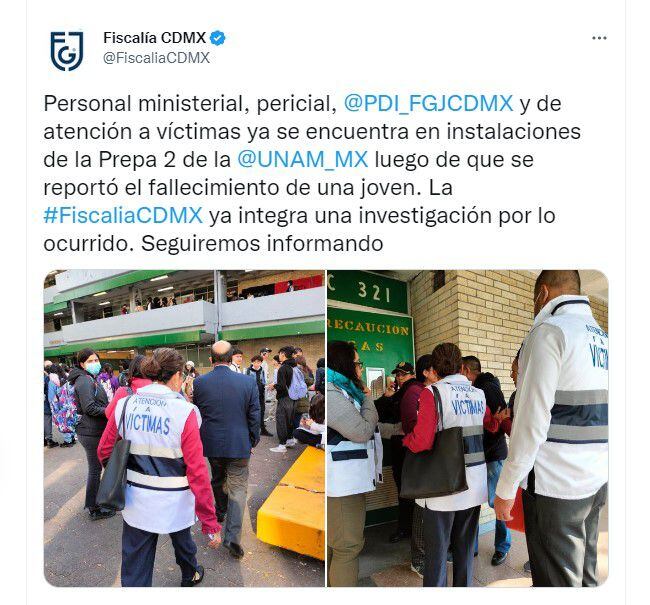 Prepa 2 UNAM, muerte de estudiante