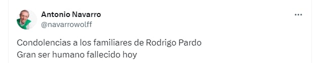 Antonio Navarro se pronunció sobre la muerte de Rodrigo Pardo - crédito Redes sociales/X