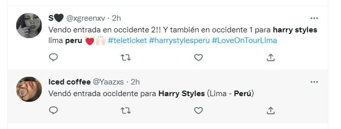 Usuarios venden sus entradas para Harry Styles. (Twitter)