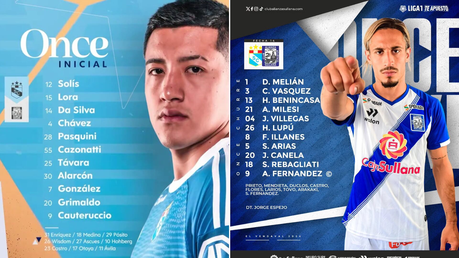 Alineaciones confirmadas del Sporting Cristal vs Alianza Atlético por Liga 1 2024.