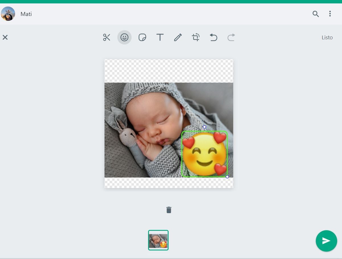 Après avoir choisi la photo, un menu d'outils s'affichera pour la modifier