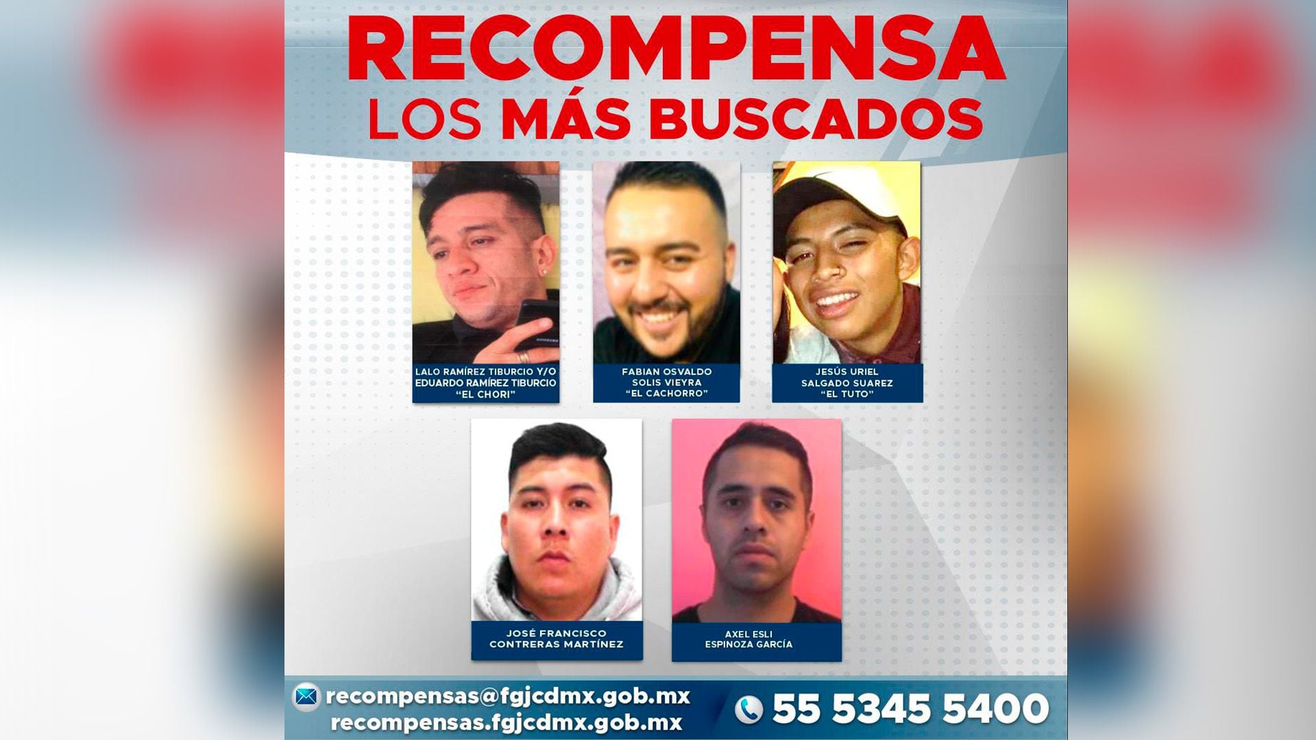 Todavía hay otros cuatro hombres que son los más buscados por las autoridades 
(Foto: Fiscalía CDMX)