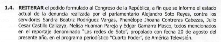 Congreso no entrega actualización sobre denuncia de Soto a sus trabajadores. Sofía López/Twitter