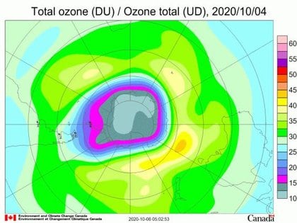 Agujero de ozono antártico agravado por vórtice polar estable (OMM)