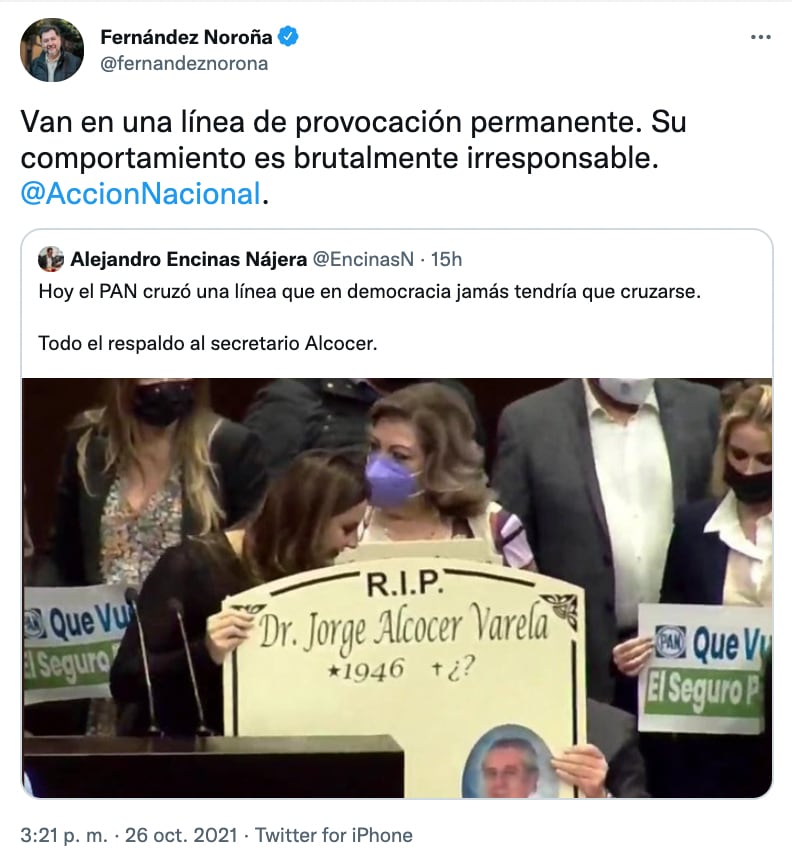 Gerardo Fernández Noroña se lanzó contra la protesta del PAN, a la cual tildó de ser “brutalmente irresponsable” (Foto: Twitter@fernandeznorona)