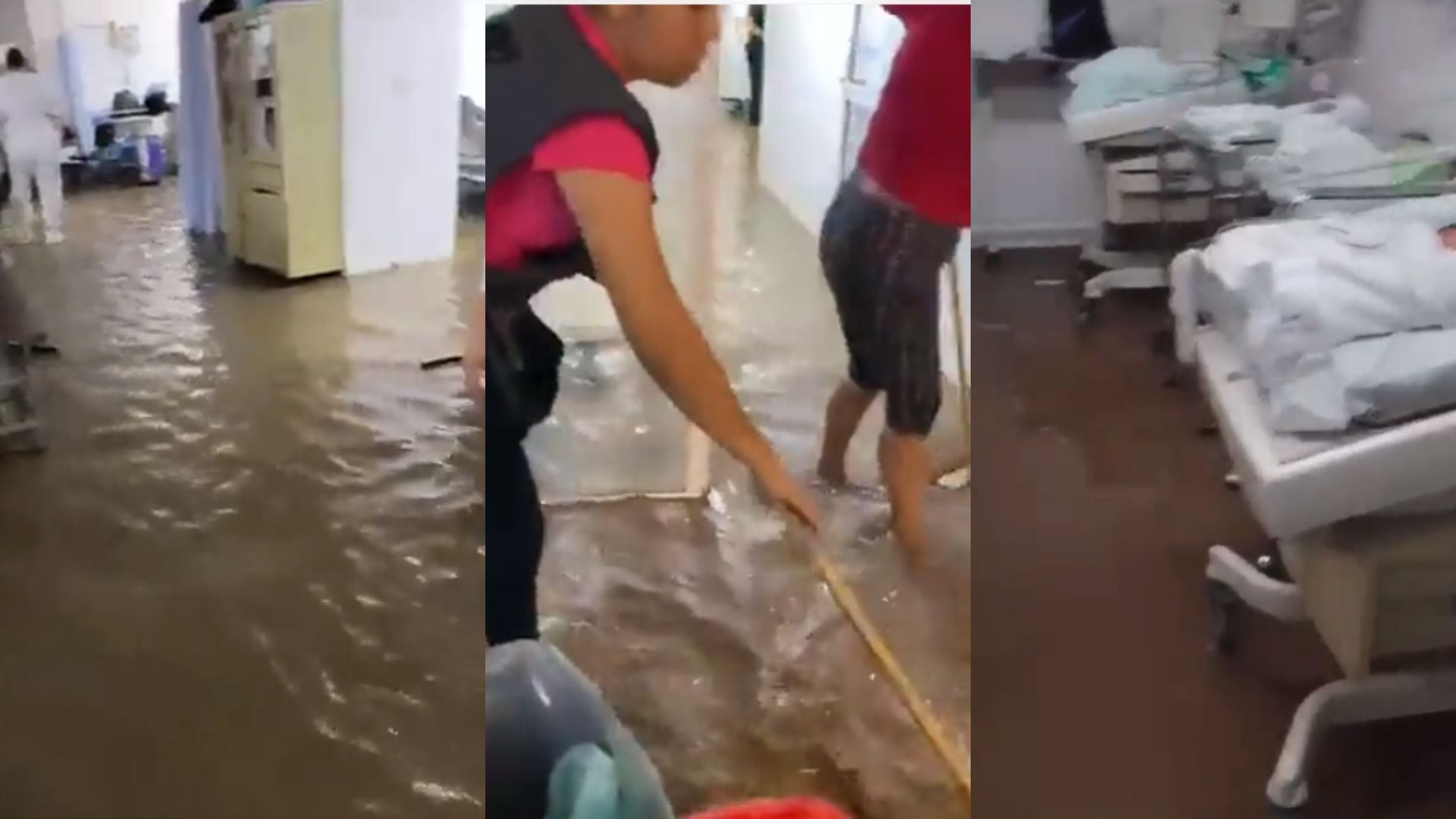 El Hospital Regional Autlán de Navarro se inundó tras desbordamientos de ríos y arroyos en Jalisco por el huracán Lidia. (Captura de pantalla)