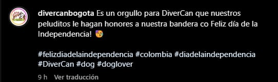 El colegio canino Divercan hizo homenaje al 20 de julio con sus "estudiantes", tal como en 2023 - crédito @Divercan/Instagram