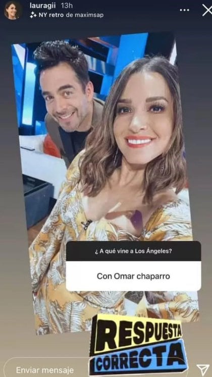 Via her Instagram account, Laura G documented her trip to Los Angeles and that she was with Omar Chapparro to appear on his show. "To Night" (Image: Instagram lauragii)