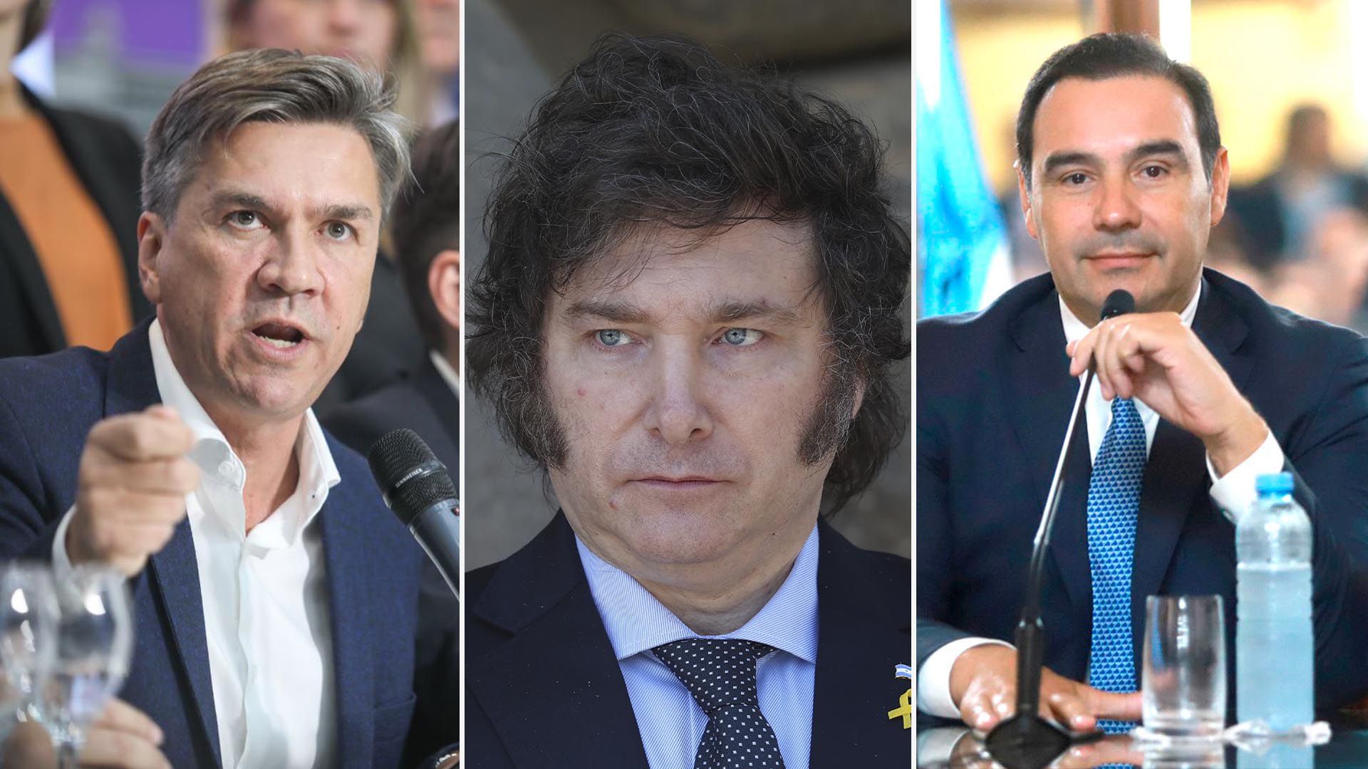 Leandro Zdero, Javier Milei y Gustavo Valdes